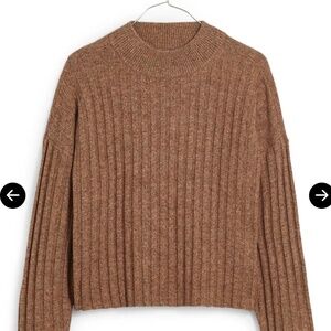 Madewell Levi Rib Mock Neck Cropped Pullover